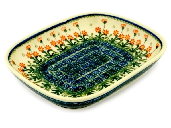 Polish Pottery 9" Platter Peach Spring Daisy