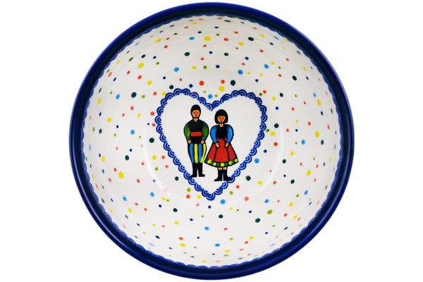 Bowl 6" Happy Folk Couple Theme UNIKAT