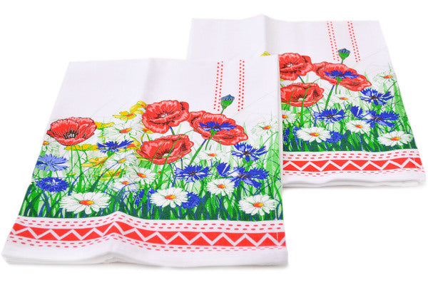 Set of 2 Kitchen Towels 24" Red Theme
