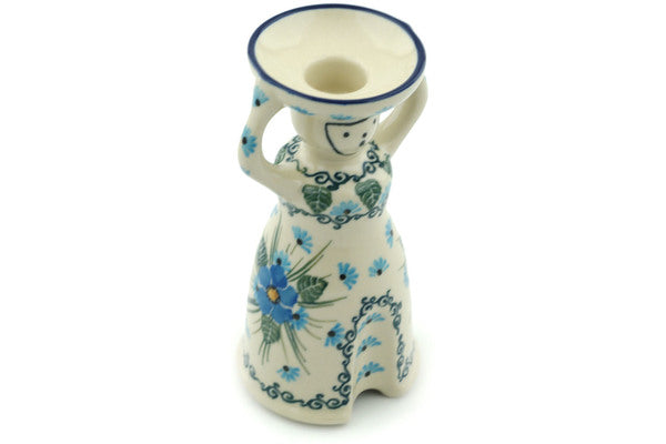 Candle Holder 6" Forget Me Not Theme UNIKAT