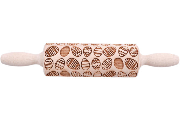 Wooden Rolling Pin 9" Easter Eggs Theme