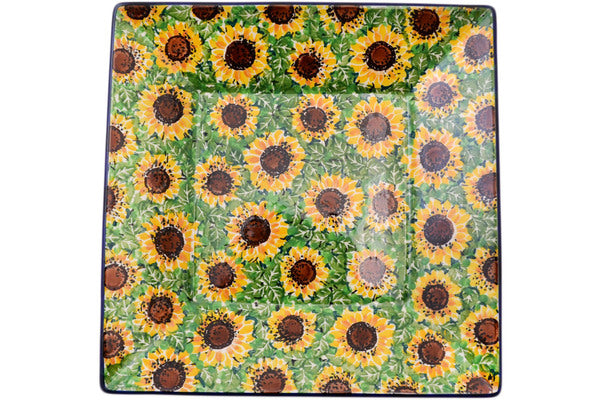 Square Plate 10" Sunflower Bliss Theme UNIKAT