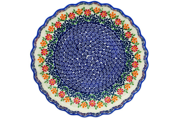 Pie Dish 12" Wave Of Flowers Theme