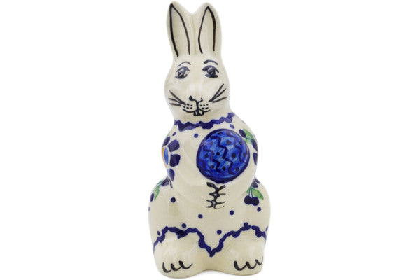 Bunny Figurine 5" Orange And Blue Flower Theme