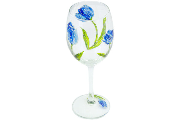 Wine Glass 10 oz Frosty Tulips Theme
