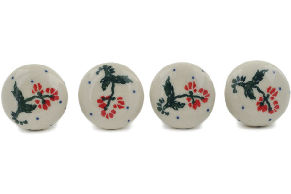 Set of 4 Drawer Pull Knobs 1-1/2 inch Floating Flowers Theme