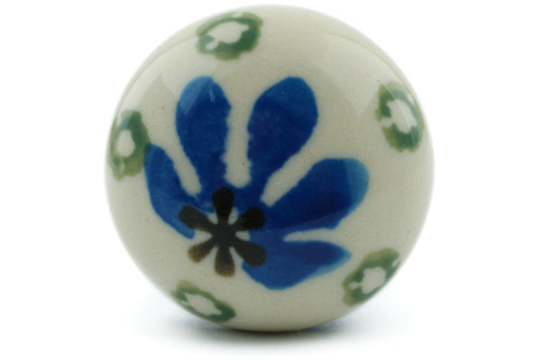 Drawer knob 1-3/8 inch 1" Blue Fan Flowers Theme