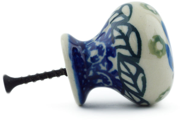 Drawer knob 1-3/8 inch 1" Blue Fan Flowers Theme