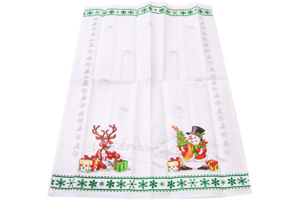 Set of 2 Kitchen Towels 24" Reindeer And Snowman Theme