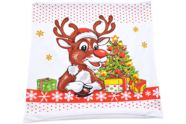 Pillow Case Set of 2 15" Cheerful Rudolph Red Theme