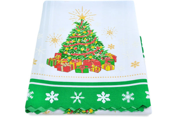 Square Tablecloth 34 inches 32" Twinkling Christmas Tree Green Theme