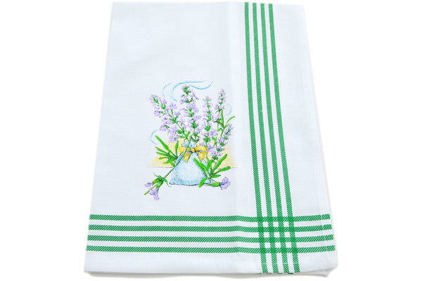 Set of 2 Kitchen Towels 24" Lovingly Lavender Green Theme