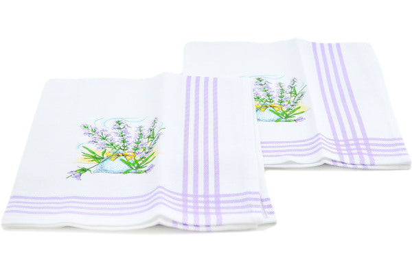 Set of 2 Kitchen Towels 24" Lovingly Lavender Purple Theme