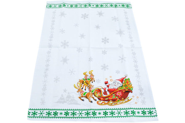 Set of 2 Kitchen Towels 24" Cheerful Santa Green Theme