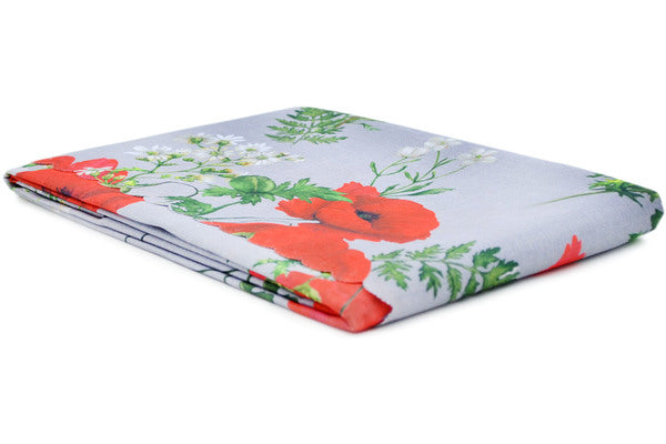 Table Cloth 70" 71" Fresh Red Poppy Grey Theme