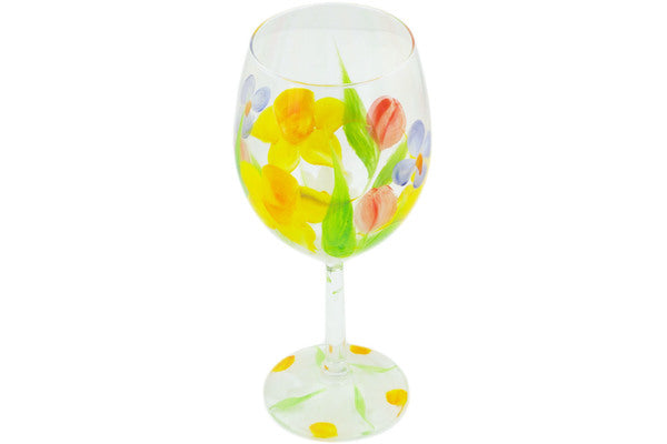 Wine Glass 15 oz Easter Daffodils Theme