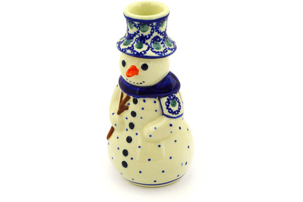 Snowman Candle Holder 6" Emerald Peacock Eyes Theme