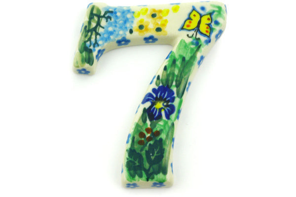 House Number SEVEN (7) 4-inch Spring Garden Theme UNIKAT