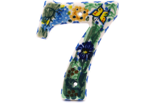 House Number SEVEN (7) 4-inch Spring Garden Theme UNIKAT