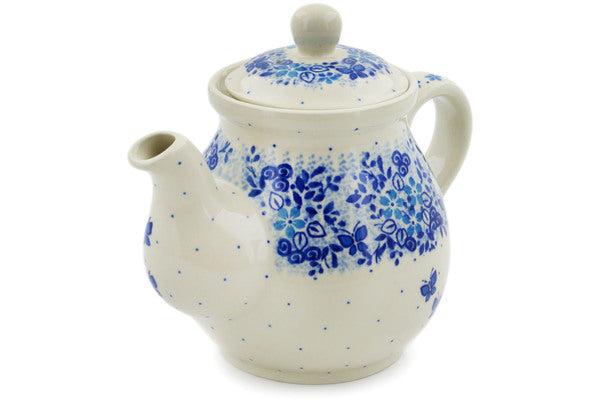 Tea or Coffee Pot 20 oz Delicate Blue Theme UNIKAT