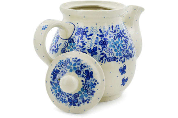 Tea or Coffee Pot 20 oz Delicate Blue Theme UNIKAT