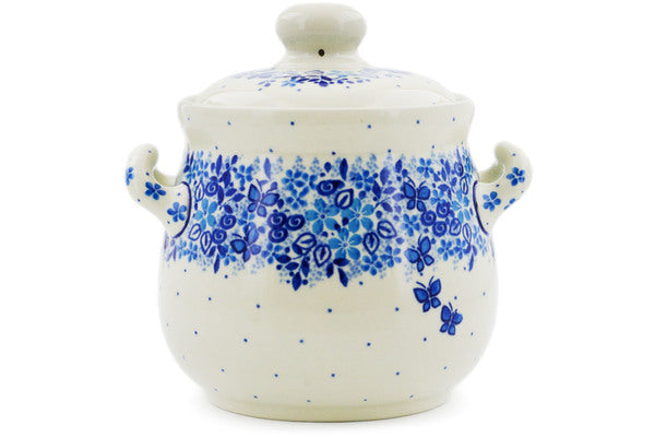 Jar with Lid and Handles 6" Delicate Blue Theme UNIKAT