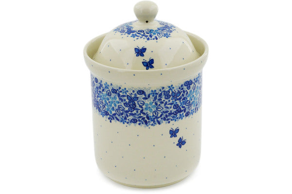 Canister 8" 8" Delicate Blue Theme UNIKAT