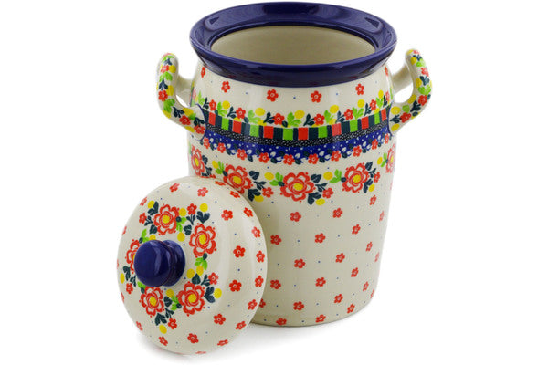 Jar with Lid and Handles 11" Floral Puzzles Theme UNIKAT