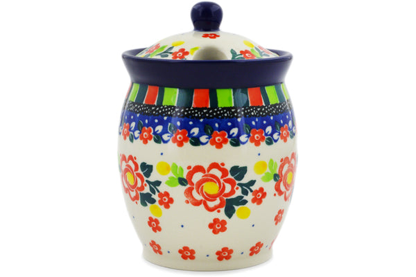 Jar with Lid with Opening 5" Floral Puzzles Theme UNIKAT