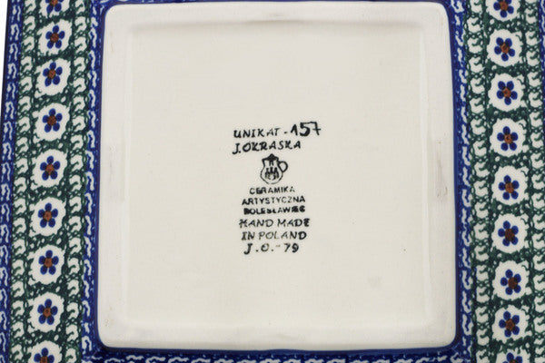 Square Plate 8" Daises And Tall Grass Theme UNIKAT