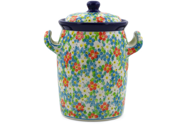 Jar with Lid and Handles 9" Colorful Dizziness Theme UNIKAT