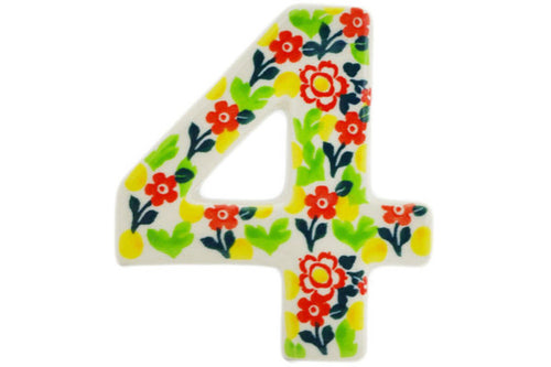 House Number FOUR (4) 4-inch Floral Puzzles Theme UNIKAT