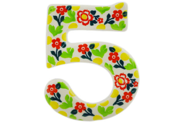 House Number FIVE (Five) 4-inch Floral Puzzles Theme UNIKAT