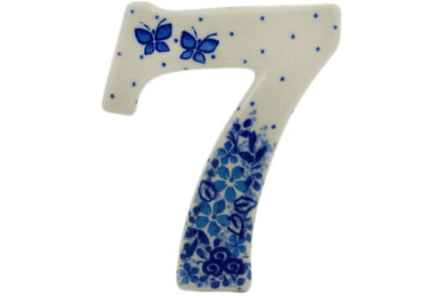 House Number SEVEN (7) 4-inch Delicate Blue Theme UNIKAT