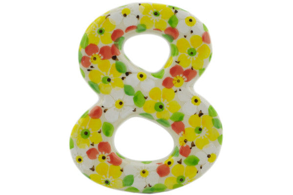 House Number EIGHT (8) 4-inch Fertile Meadow Theme UNIKAT