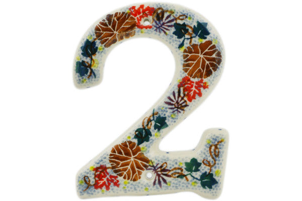 House Number TWO (2) 4-inch Autumn Falling Leaves Theme UNIKAT