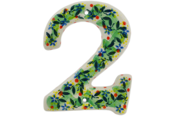 House Number TWO (2) 4-inch Yellow Garden Theme UNIKAT