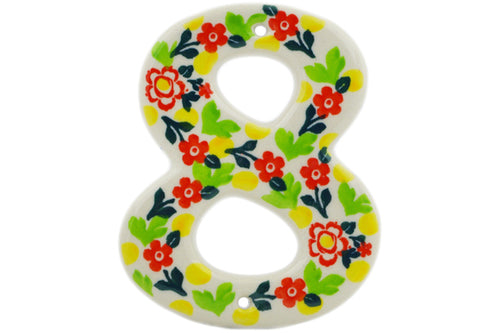 House Number EIGHT (8) 4-inch Floral Puzzles Theme UNIKAT