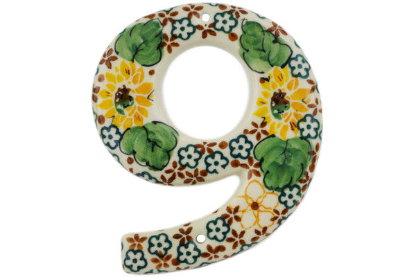 House Number NINE (9) 4-inch Country Sunflower Theme UNIKAT